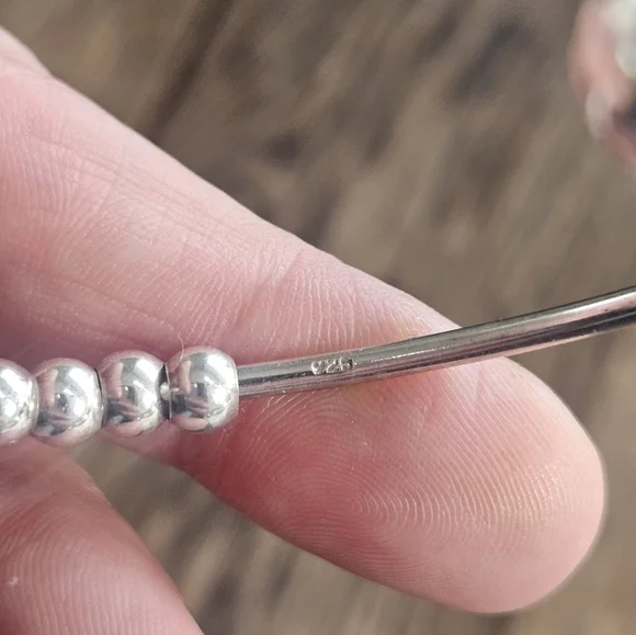 Elegant Italian Sterling Silver Cuff Charm Bracelet w/ Sterling Spacer Beads - Picture 6 of 8